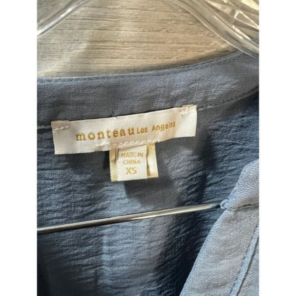 Monteau Chambray Flutter Sleeve Romper Xs - image 4